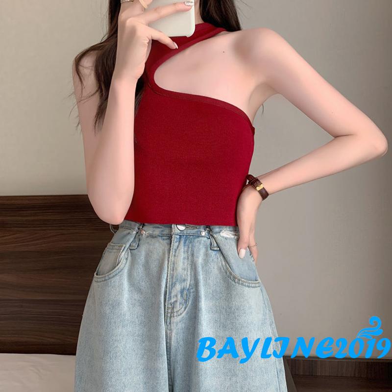 Áo Croptop Hai Dây Dáng Ôm Màu Sắc Đơn Giản Thời Trang Mùa Hè Dành Cho Nữ