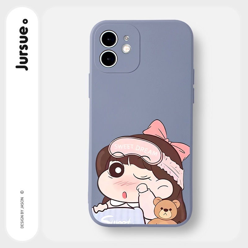 Ốp lưng JURSUE hoạt hình cặp đôi dễ thương đẹp cho iPhone 13 12 11 Pro Max SE 2020 X XR XS 8 7 6S 6 Plus kute Y1997