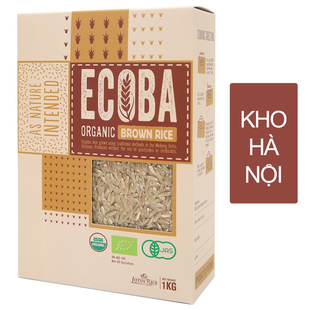Gạo lứt trắng giảm cân hữu cơ - ECOBA Kim Mễ 1kg