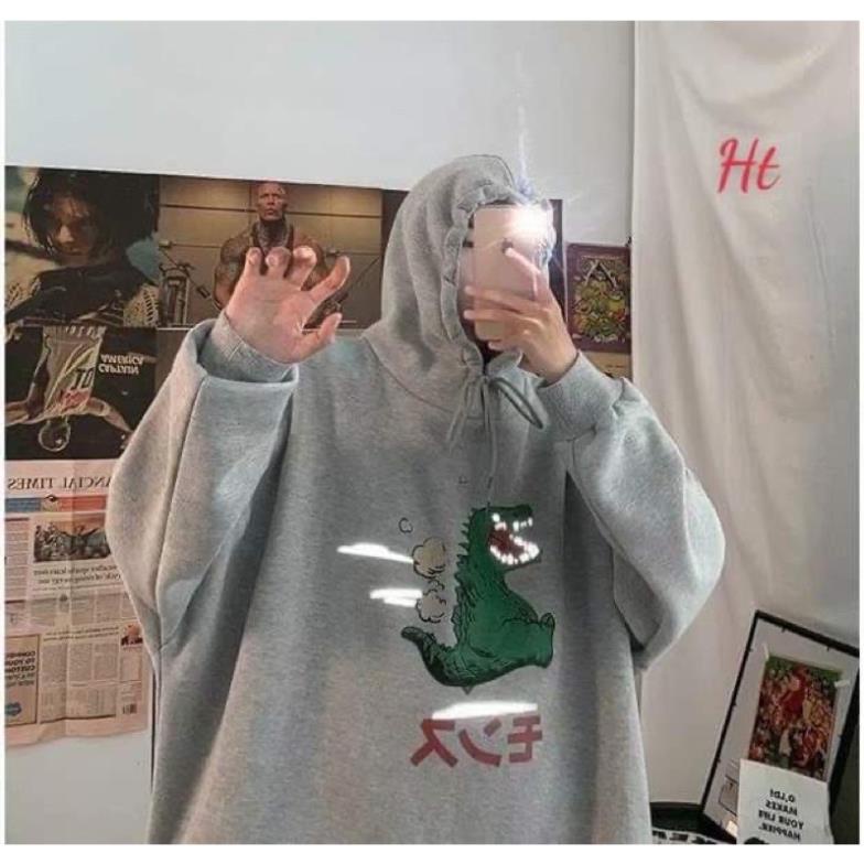 Áo hoodie khủng long phun khói quảng quang Ht
