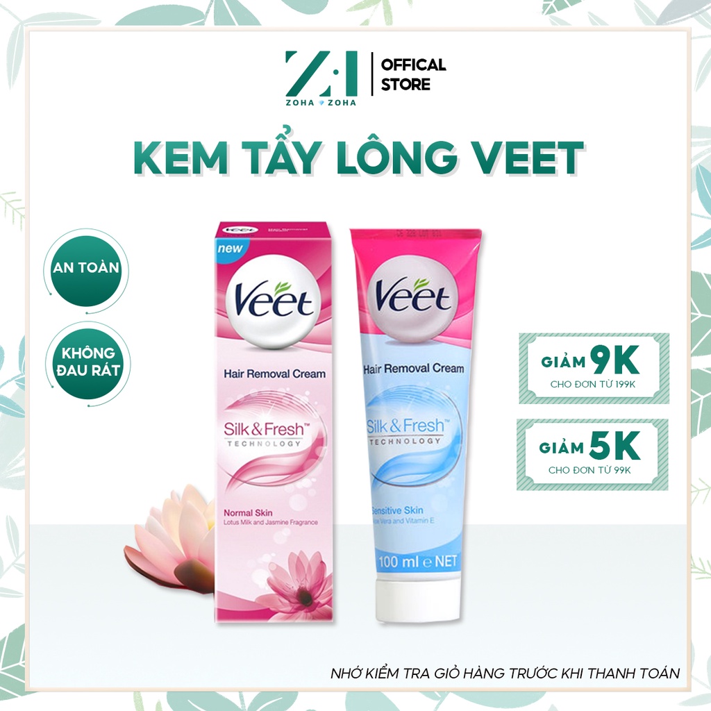 Kem tẩy lông triệt lông Veet Pháp 100ml tẩy lông nách, tay, chân hiệu quả ZOHAZOHA