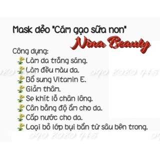 MẶT NẠ CÁM GẠO SỮA NON Handmade