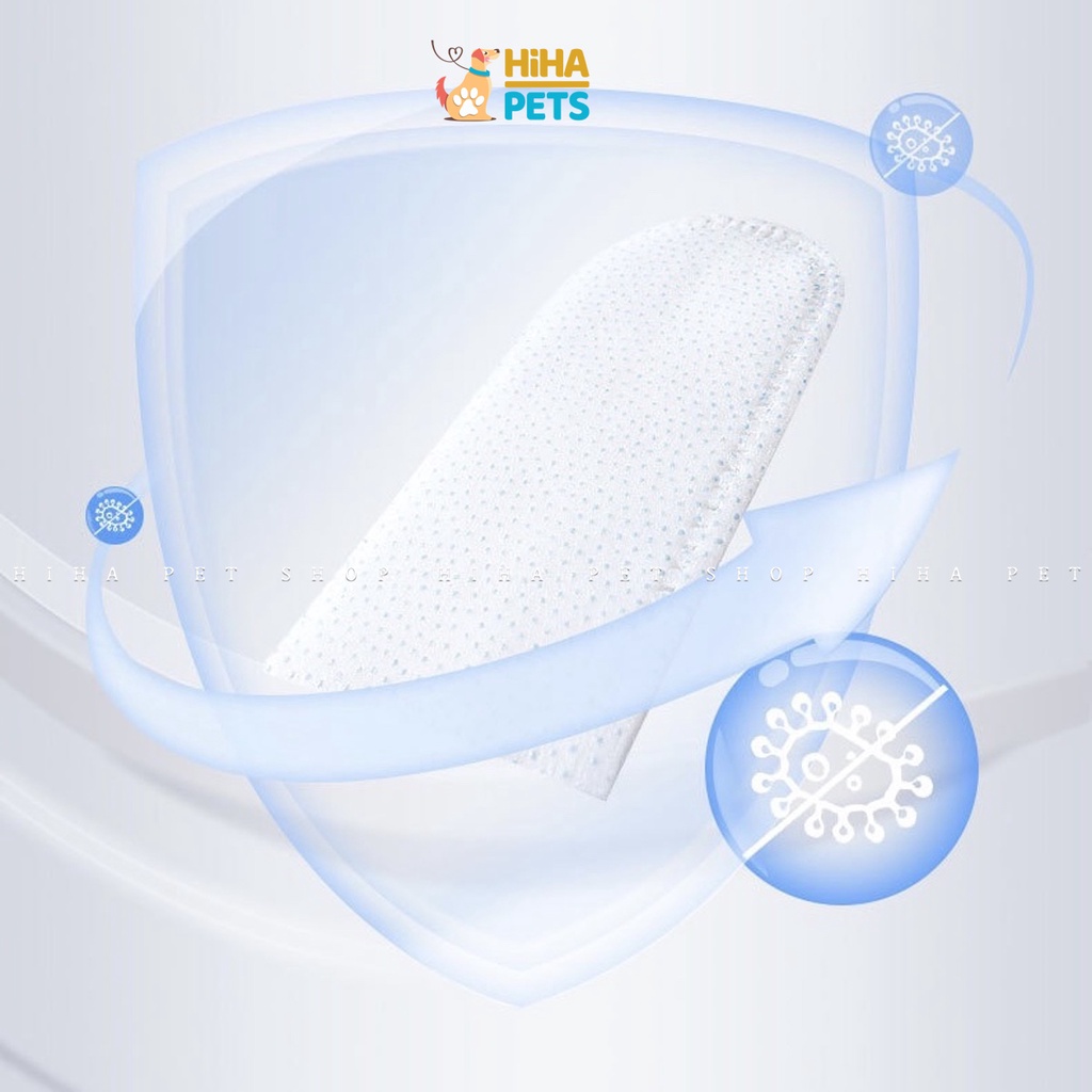 Khăn Lau Răng Cho Chó Mèo, Vệ Sinh Răng Miệng Cho Thú Cưng Chiết Xuất Trà Xanh Khử Mùi Sạch Răng Thơm Tho