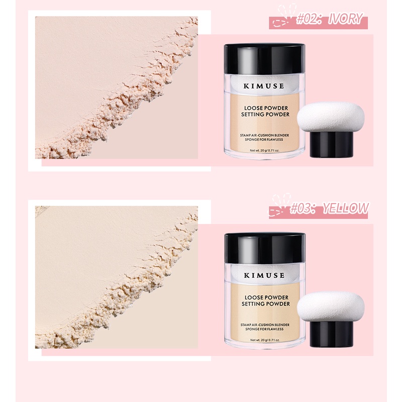 Kimuse Lâu Kiểm Soát Dầu Thiết Lập Loose Powder Đầu Nấm Mờ Thiết Lập Không Bột Kem Che Khuyết Điểm bột VN