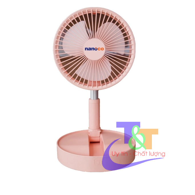 Quạt sạc gấp gọn Nanoco NFF1617W màu trắng,NFF1617P