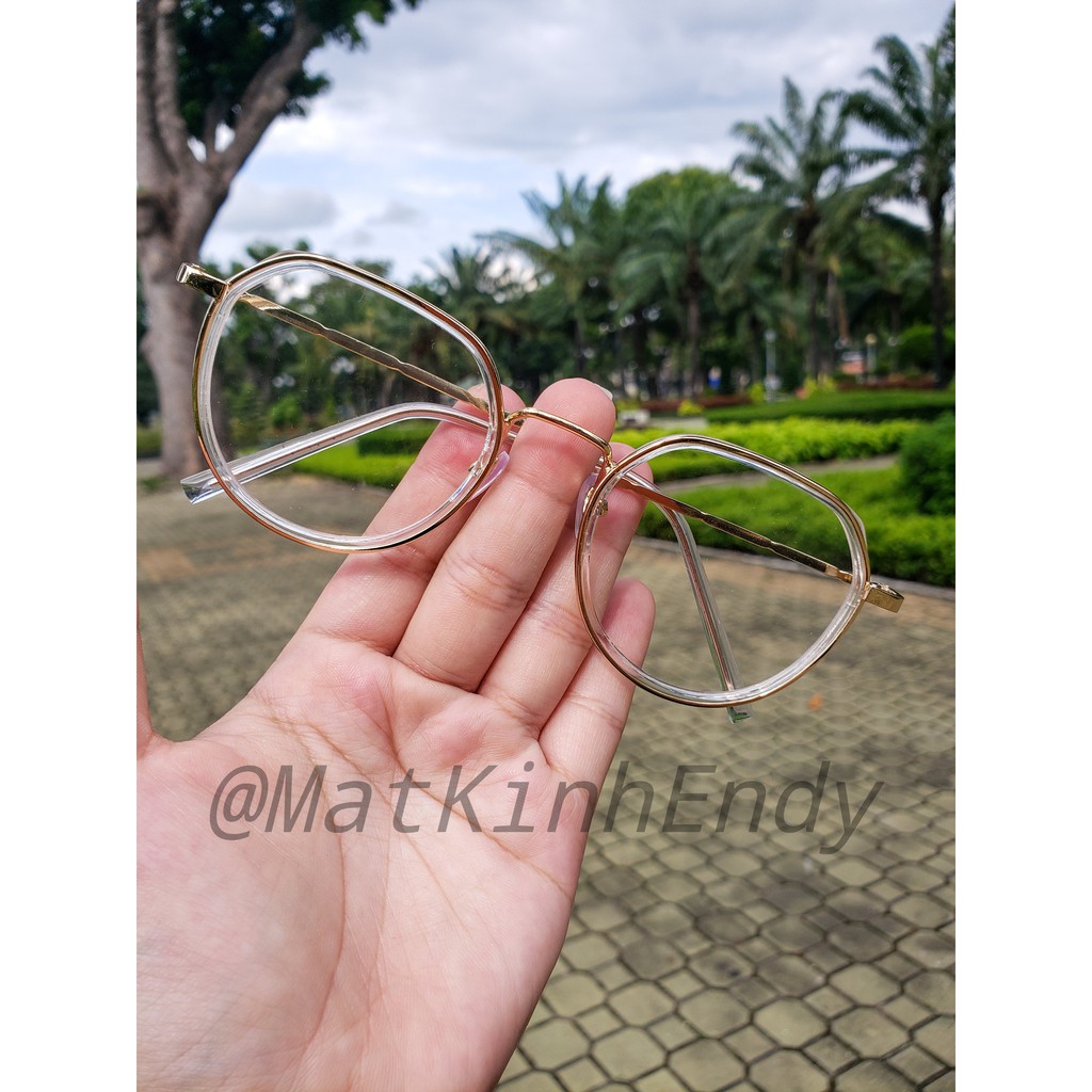 Gọng kính cận kim loại C1003 phù hợp với nam và nữ form mặt vuông dài, gọc cạnh kèm sẳn tròng 0 độ chống ánh sáng xanh | BigBuy360 - bigbuy360.vn