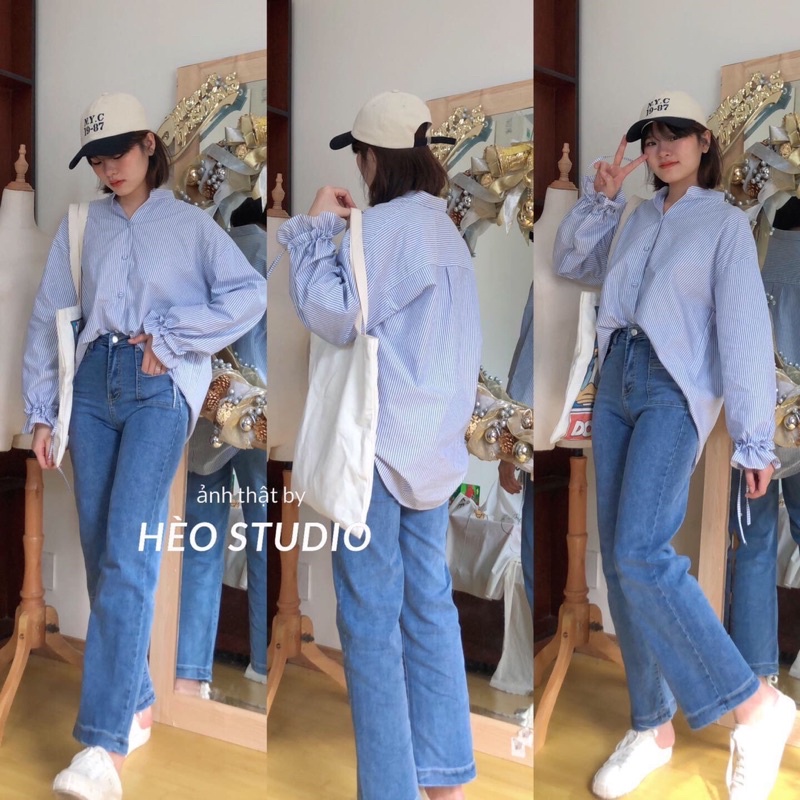 Quần Jean Suông Co Giãn Hèo Studio (Ảnh Thật + Video)