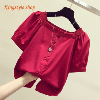 Áo kiểu tay ngắn cổ vuông phong cách Hàn Quốc thời trang cho nữ mã L20 Kingstyle shop