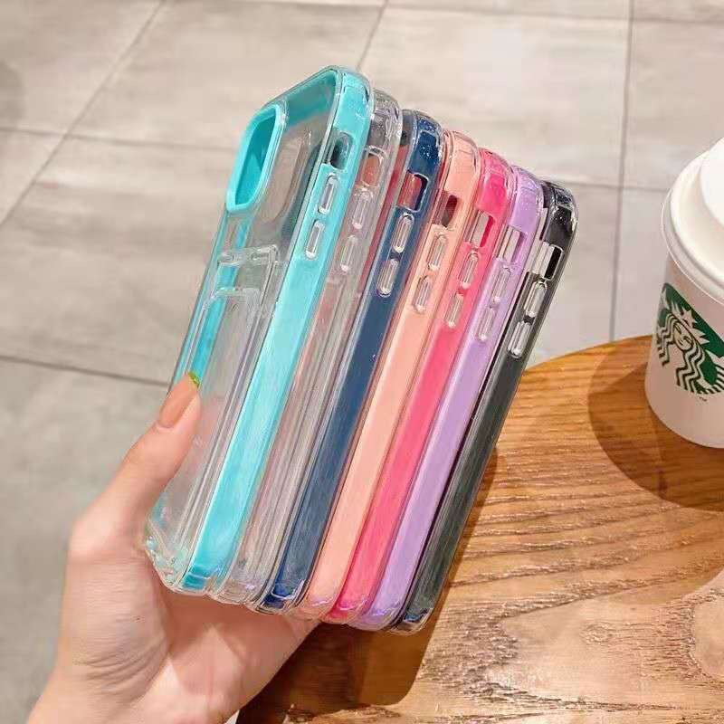 Ốp Điện Thoại TPU Mềm Trong Suốt Chống Sốc Chống Rơi Có Ngăn Đựng Thẻ Và Giá Đỡ Cho iPhone 14 13 12 Pro Max 11 Pro Max XR 7 8 Plus