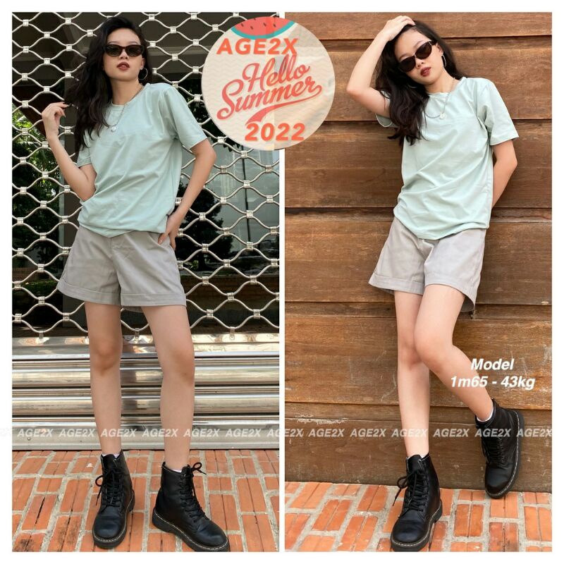 Áo Thun VNXK Xanh Mint Nam Nữ Unisex Chính Hãng Hiệu AGE2X HOT 2022.