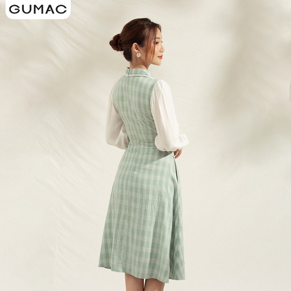 [Mã MABR07062 giảm 8% tối đa 50K đơn từ 249K] Đầm nữ caro phối tay DA1190 GUMAC | BigBuy360 - bigbuy360.vn
