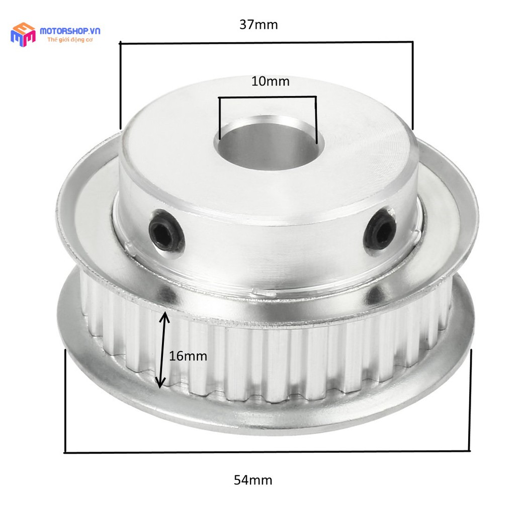 MTS Puly Bánh Răng Nhôm 5M 30 Răng Bản 16mm Trục 6mm, 8mm, 10mm