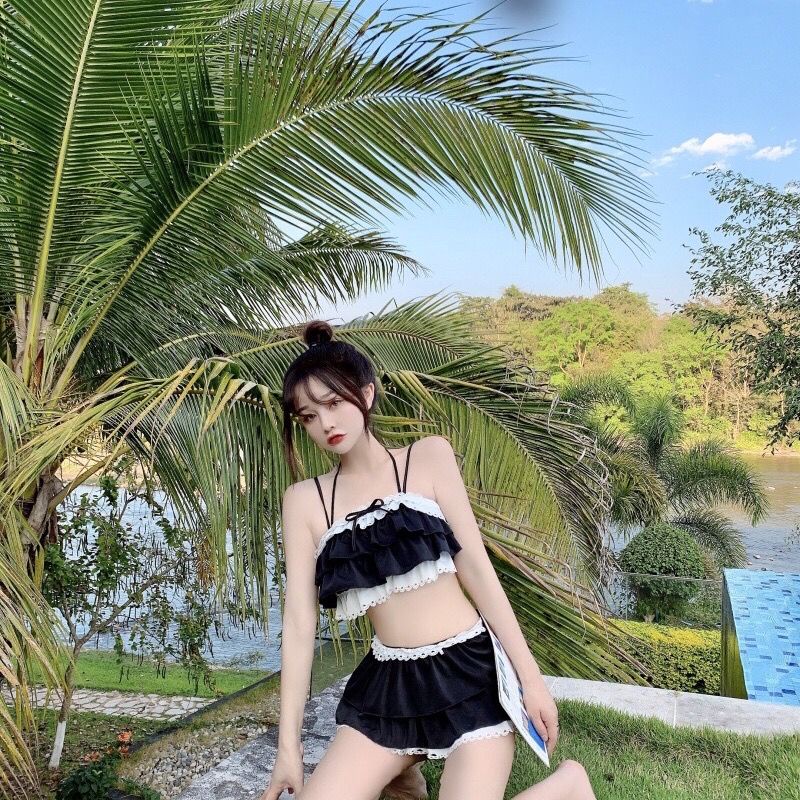 Bộ Đồ Bơi Phối Ren Mềm Mại Phong Cách Nhật Bản Ngọt Ngào Thời Trang Mùa Hè Cho Nữ