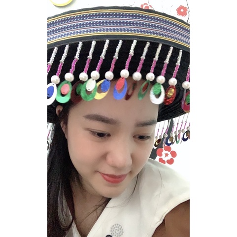 Mũ dân tộc mông vòng to- dày hạt loại đẹp