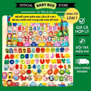 Đồ chơi giáo dục thông minh - Bộ đồ chơi câu cá gỗ 7 chủ đề trong 1