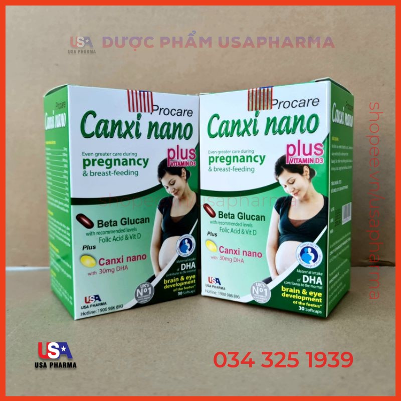 Procare Canxi nano pregnancy giúp bổ sung canxi cho phụ nữ chuẩn bị mang thai, có thai và cho con bú - Hộp 30 viên