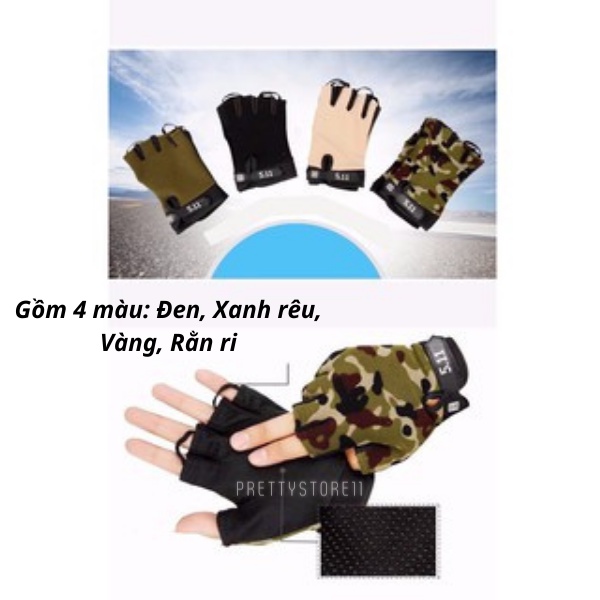Găng tay nam cụt ngón 511 chất vải co dãn thoáng khí đi phượt xe máy tập gym thể thao chuyên nghiệp