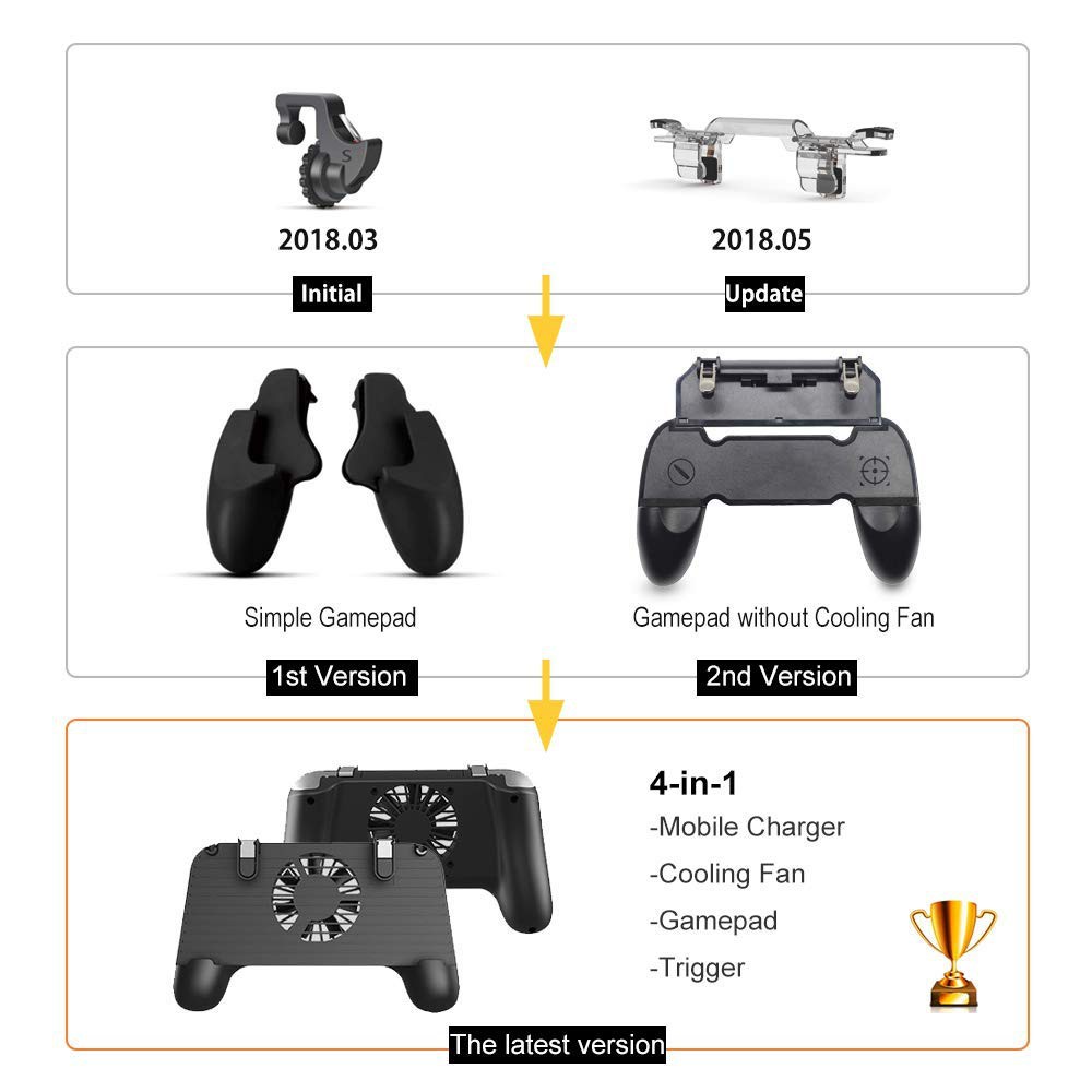 PUBG Bộ điều khiển trò chơi di động,Gamepad và Trigger Điện thoại làm mát Pad Ngân hang năng lượng