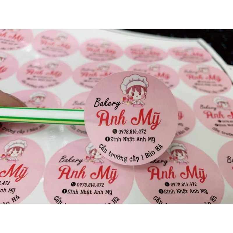 1000 tem giấy 4*4 cm, cán màng, cắt sẵn, miễn phí thiết kế . tem nhãn dán ly cà phê, trà sữa, ăn vặt.