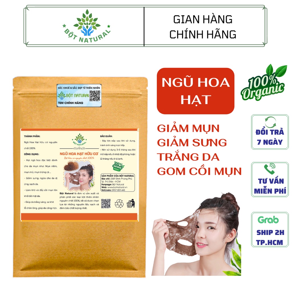 Ngũ hoa hạt 1Kg - đắp mặt nạ chuyên cho các Spa & TMV - trắng da, mờ thâm, gom cồi mụn, đánh bay mụn | Bột Natural