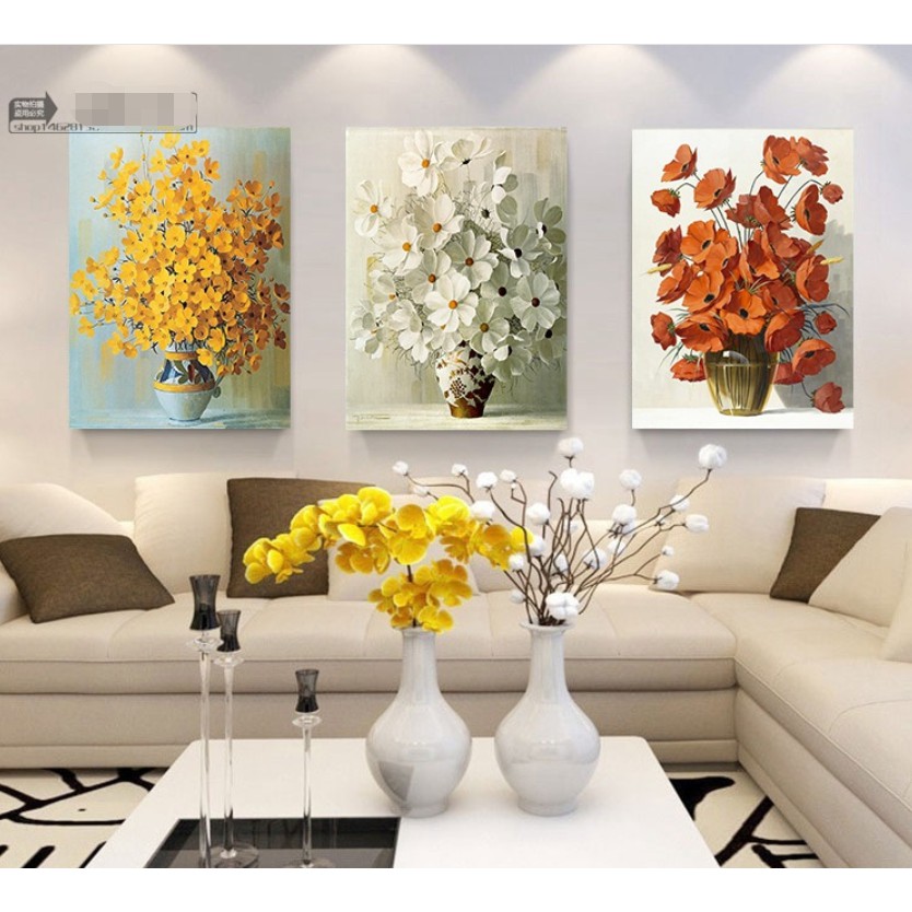 [Combo 3+Tặng đinh treo tường] Tranh Treo Tường Trang Trí Tranh Canvas khung treo tường Hoa trang trí nhà cửa