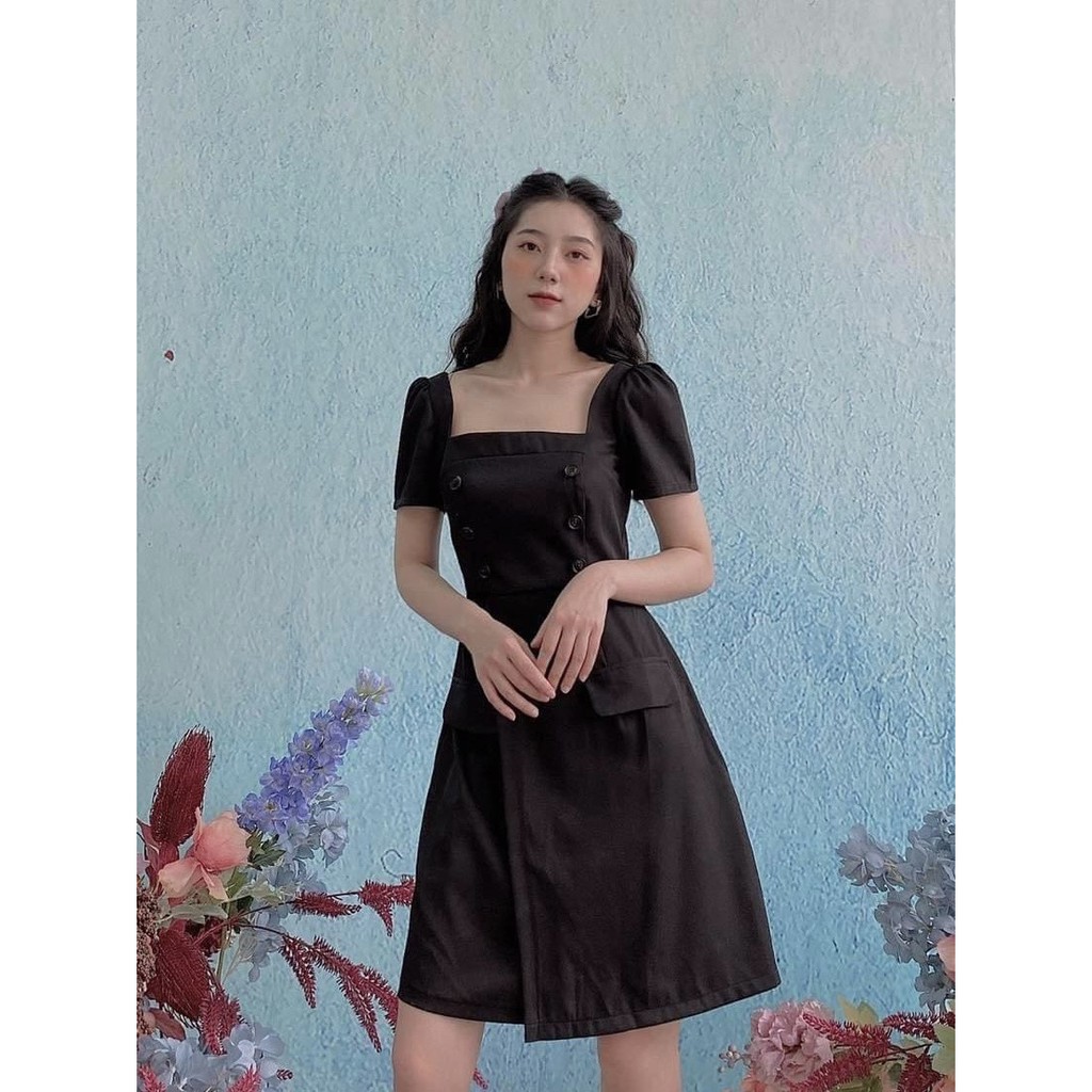 Đầm Cổ Vuông Dáng Chữ A Nhẹ Chất Vải Dày Dặn_V709 | BigBuy360 - bigbuy360.vn