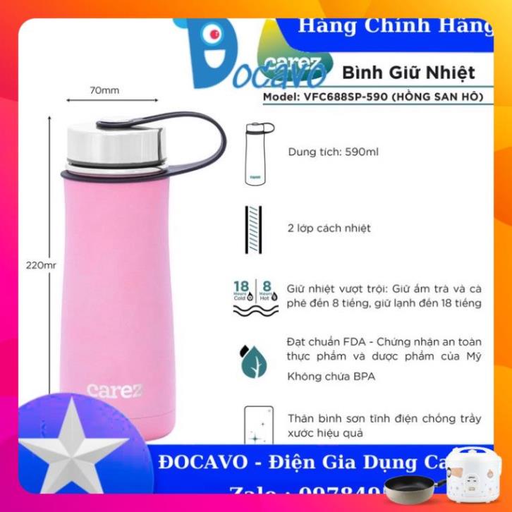 Bình giữ nhiệt thể thao CAREZ 590ML VFC688SP-590 - màu hồng Đocavo xincosmetics