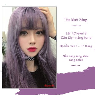 Thuốc nhuộm tóc màu TÍM KHÓI SÁNG màu nhuộm lên chuẩn màu kem nhuộm an toàn nhuộm không sót da đầu mùi thơm