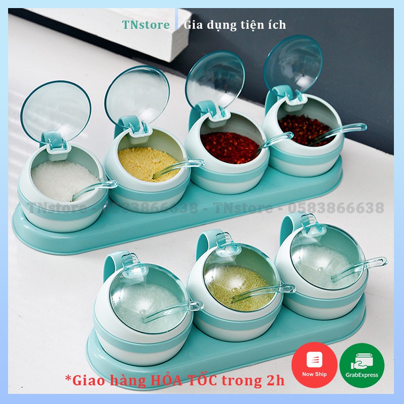 [TẶNG QUÀ]Set bộ 3 - 4 hộp/lọ/hũ đựng gia vị kết hợp khay nhựa PP cao cấp nhà bếp | BigBuy360 - bigbuy360.vn