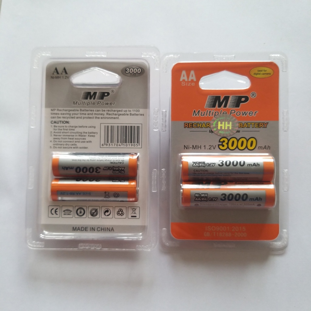 Pin sạc tiểu AA MP dung lượng cao 3000maH vỉ 2 viên