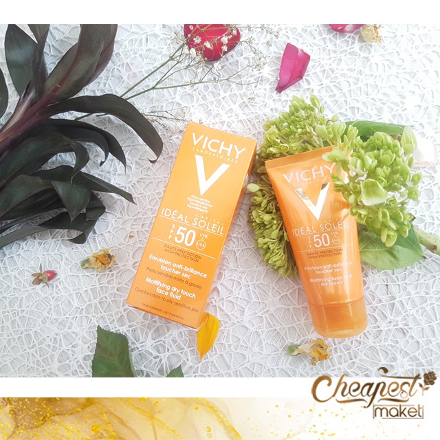 Kem Chống Nắng Vichy Ideal Soleil Mattifying Dry Touch Face Fluid SPF 50 Dành Cho Da Hỗn Hợp, Da Dầu 50ml