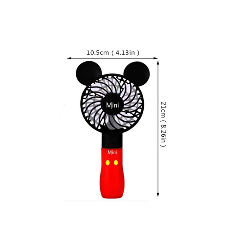 (hàng đã về) Quạt hoạt hình Mickey Minnie dễ thương Quạt USB cầm tay mini mang đèn có dây đeo mang thể sạc lại 3 chế độ 