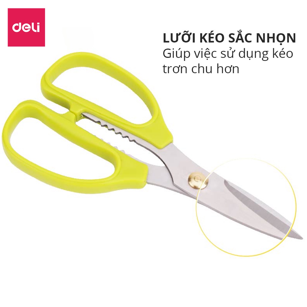 Kéo Nhà Bếp Văn Phòng Đa Năng Siêu Sắc Bén 190mm Deli 6038 [Rẻ]