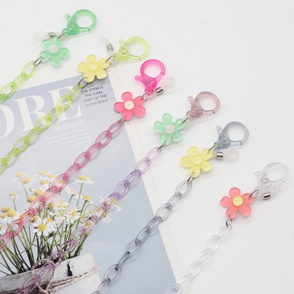 Dây Đeo Mắt Kính Chống Thất Lạc Bằng Acrylic Họa Tiết Hoa Hoạt Hình Dễ Thương