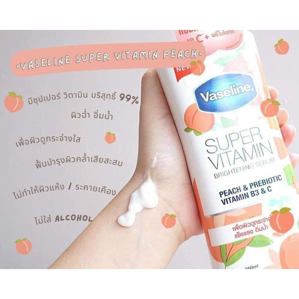 VASELINE DƯỠNG THỂ SUPER VITAMIN PEACH &amp; PREBIOTIC 550ML