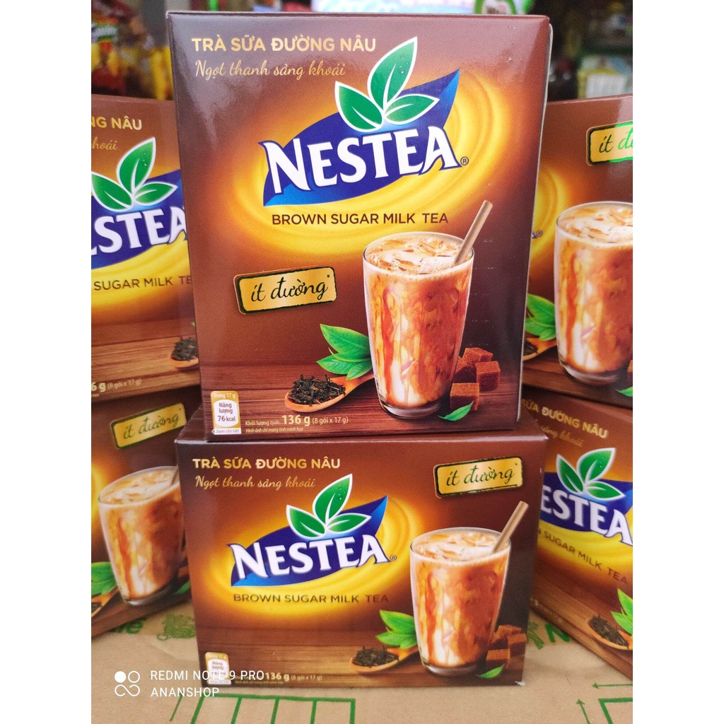 Trà sữa đường nâu Nestea (ít đường) - hộp 136g (8 gói x 17g)