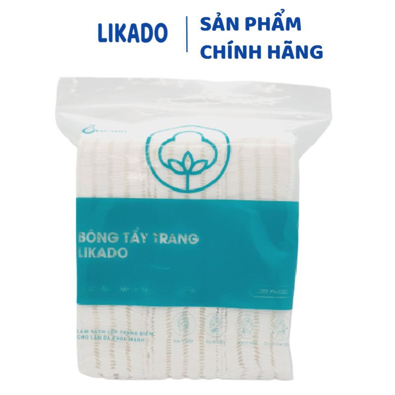 Bông tẩy trang 222 miếng Likado 2 mặt 3 lớp 100% bông tự nhiên túi 200 miếng(1 túi)