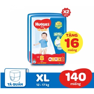 Combo 2 gói Tã quần Huggies size XL62 tặng 16 miếng
