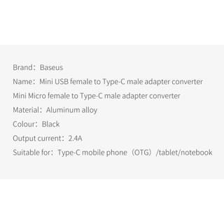 Đầu cắm chuyển đổi Baseus Micro USB sang Type-C OTG