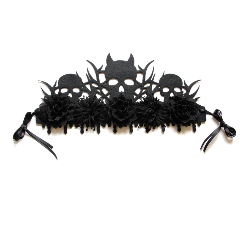 Băng Đô Cài Tóc Hình Vương Miện Phù Thủy Màu Đen Hóa Trang Lễ Valentine