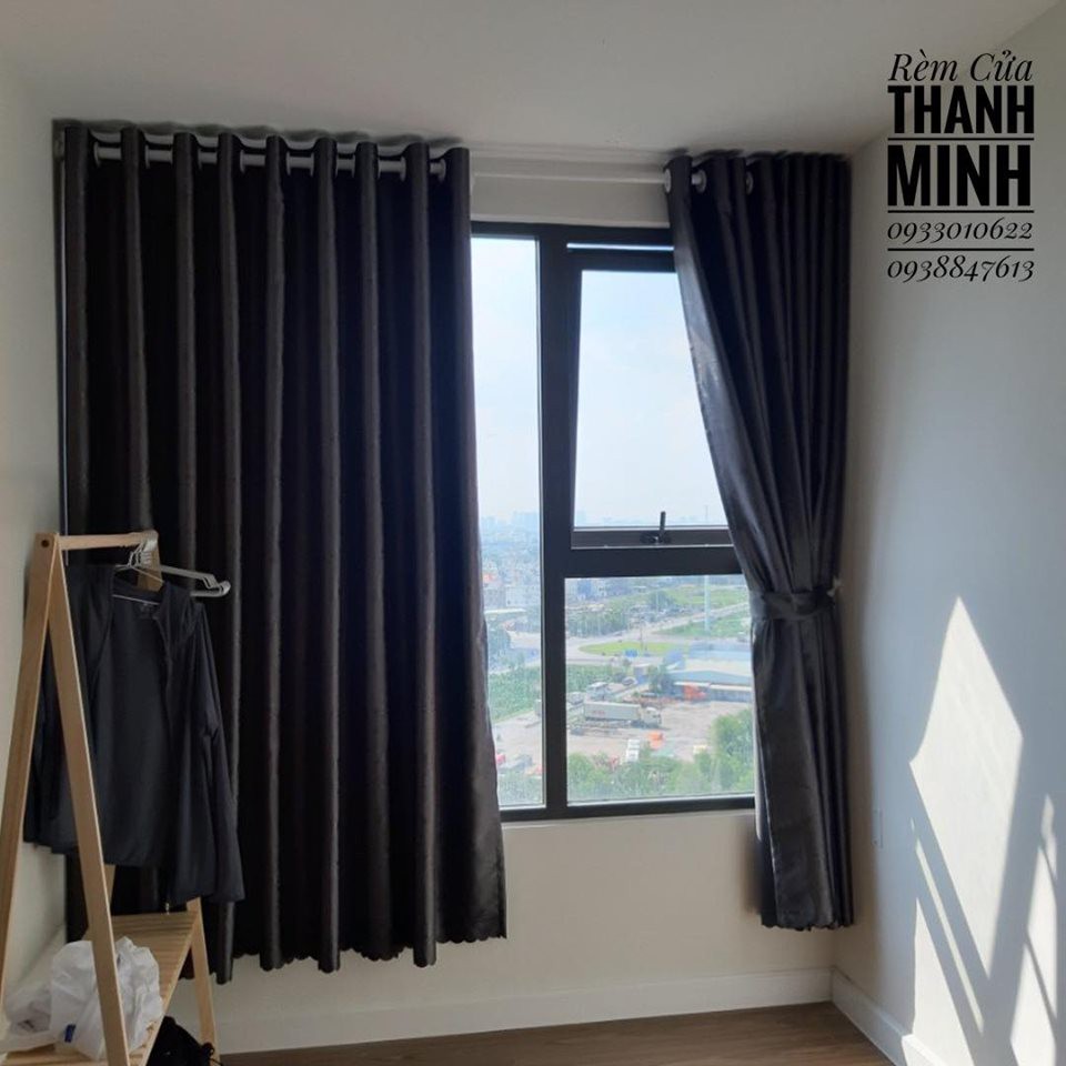 Rèm cửa sổ xám đen chống nắng cực tốt , sang trọng, nhiều kích cỡ, hoạ tiết - Rèm Cửa Thanh Minh