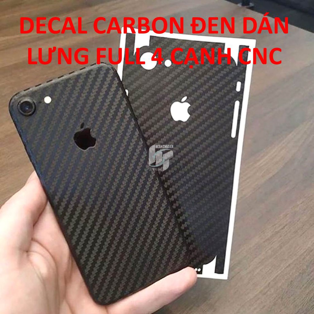 Skin carbon vân 3D đen sần cắt dán Full Lưng điện thoại .. theo yêu cầu