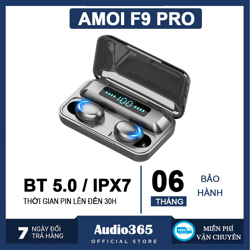 Tai Nghe Bluetooth Amoi F9 Pro Bản Quốc Tế Cao Cấp, Cảm Biến Vân Tay, Kiêm Sạc Dự Phòng