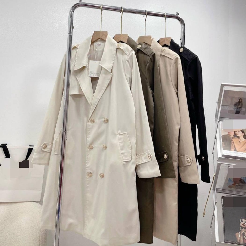 Áo khoác măng tô kaki dáng dài