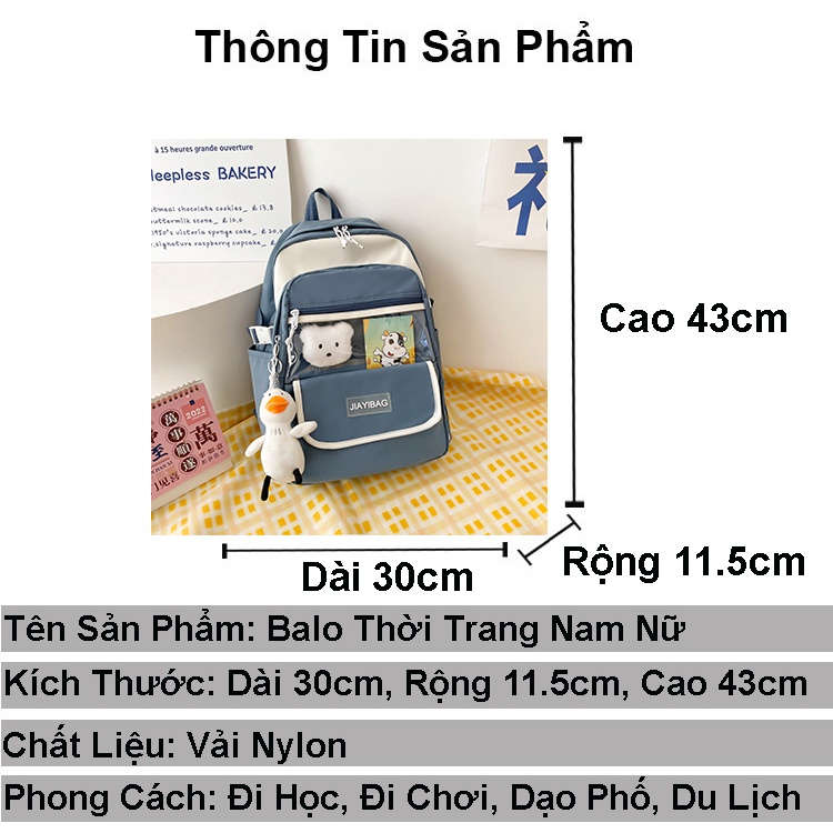 Balo đi học nữ dễ thương giá rẻ QITI cặp nam nữ đi học unisex phong cách thời trang ulzzang