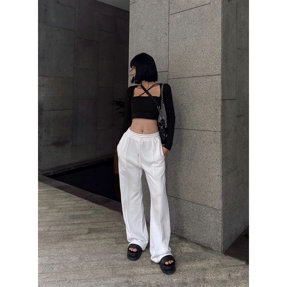 Quần Jogger Ống Xuông Màu Trắng Amelie