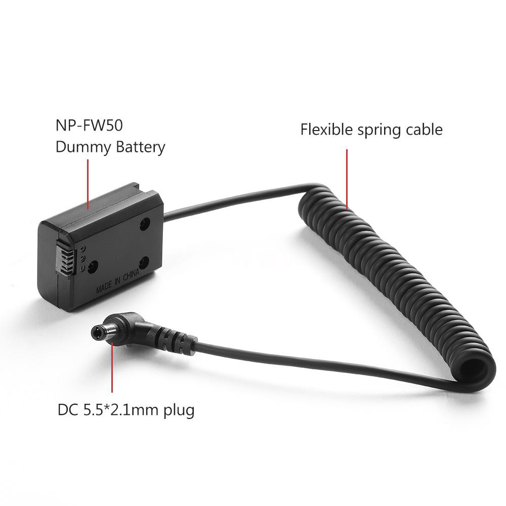 Andoer NP-FW50 Fully Decocded Dummy Battery Pack DC Coupler Connector for Sony A7 A7II A7R A7S A7RII A7SII A6000 A5000 ILDC Camera