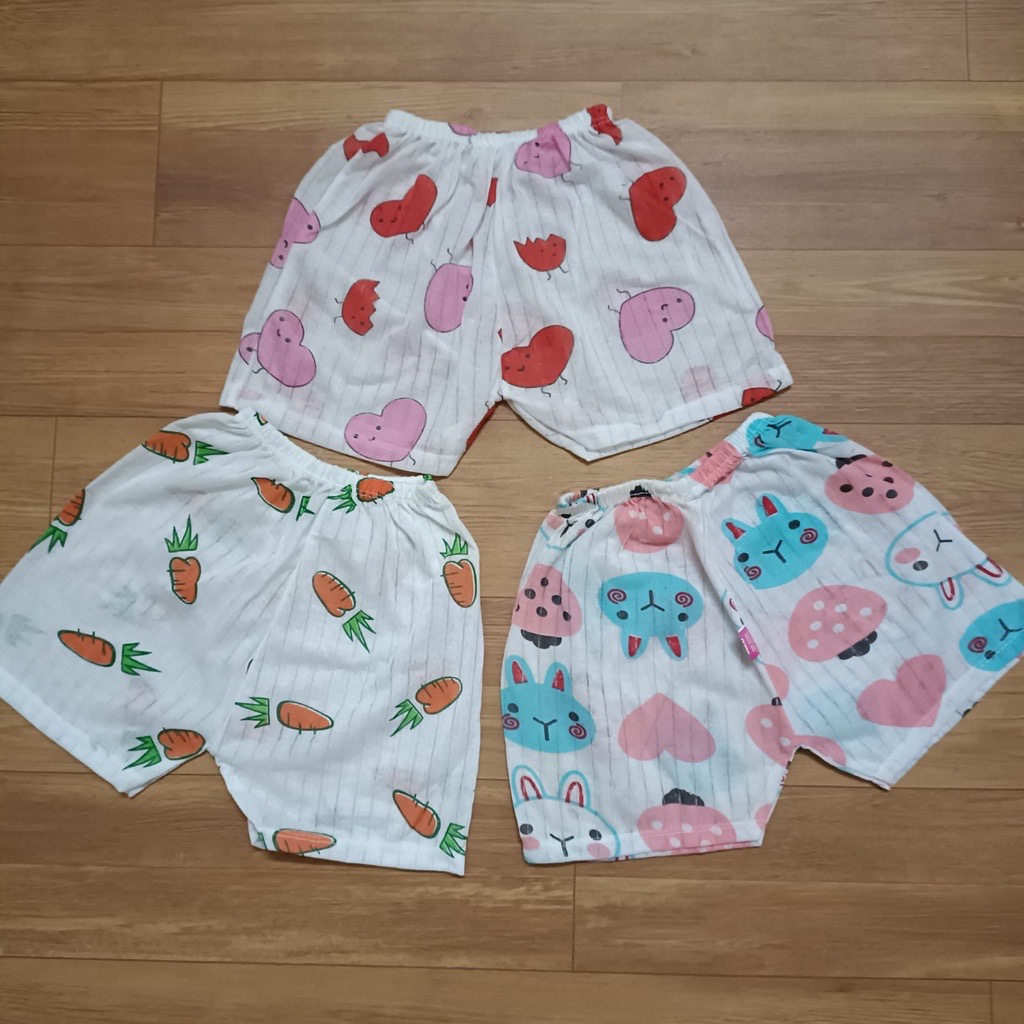Set 10 quần đùi sơ sinh cotton giấy in hình dễ thương cho bé 5 - 17kg