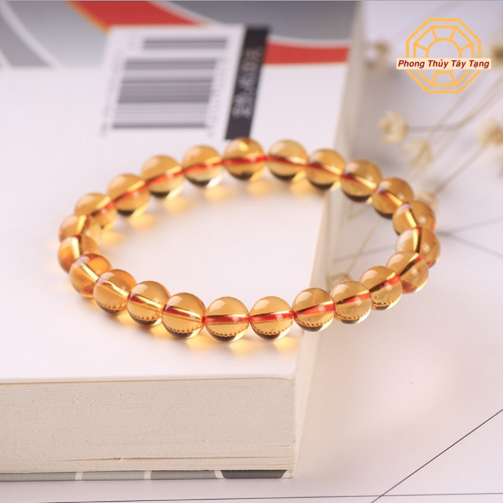 Vòng tay phong thủy màu vàng tài lộc thịnh vượng nam nữ mệnh Thổ Kim - tặng hộp gỗ cao cấp - Phong Thủy Tây Tạng
