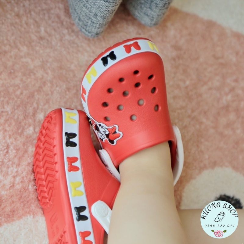 [Tặng jibit] - Dép Sục Cho Bé In Hình 3D Chuột Minnie Đỏ Xinh Xắn